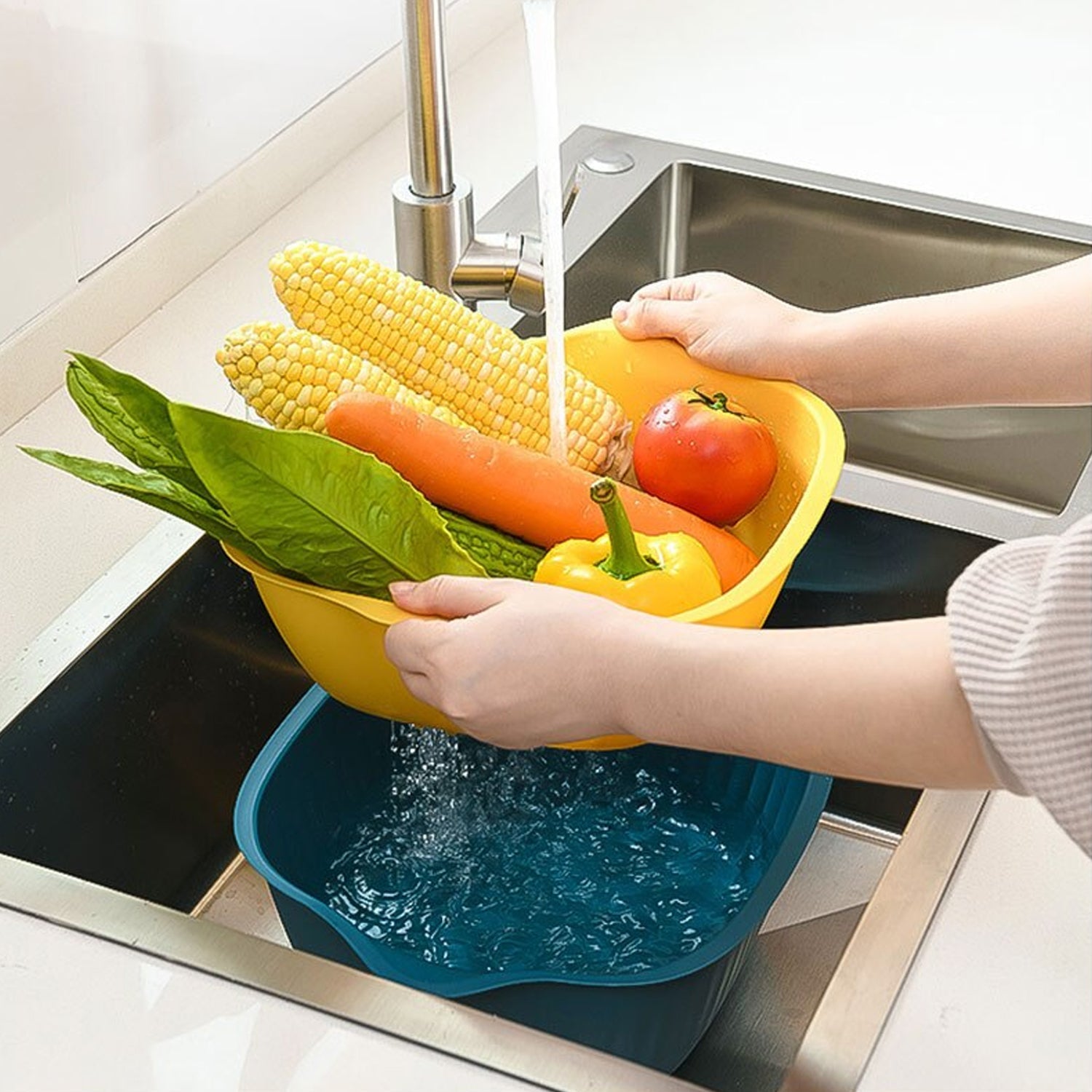 5228A KITCHEN BOWL PLASTIC WASHING BOWL AND STRAINER DRAINER BASKET FOR HOME & KITCHEN USE DeoDap 5228A KITCHEN BOWL PLASTIC WASHING BOWL AND STRAINER DRAINER BASKET FOR HOME & KITCHEN USE DeoDap